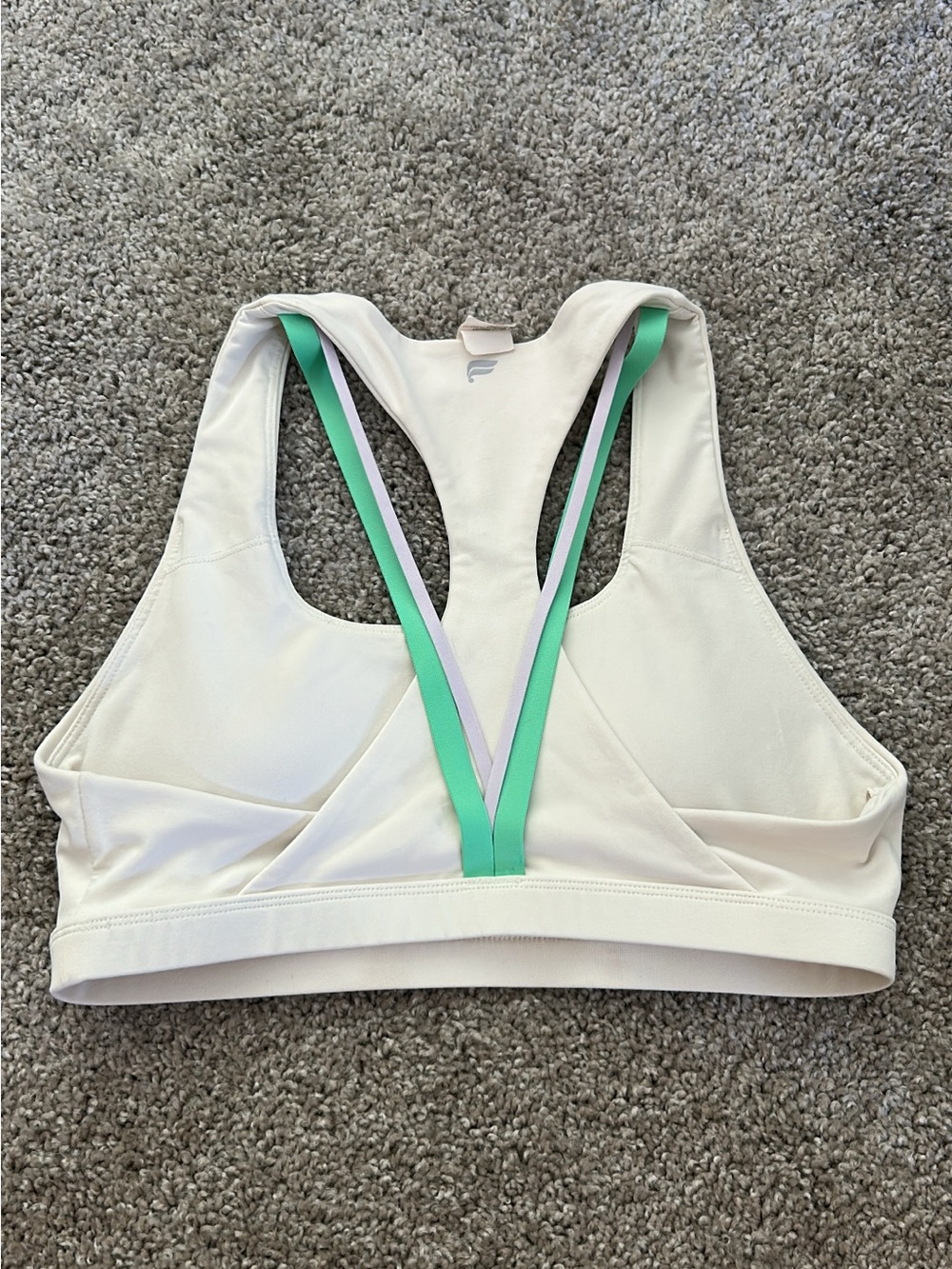 Fabletics White Sports Bra with Mint Straps